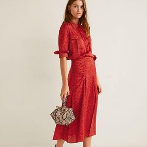 Mango silky red snakeskin skirt & top set